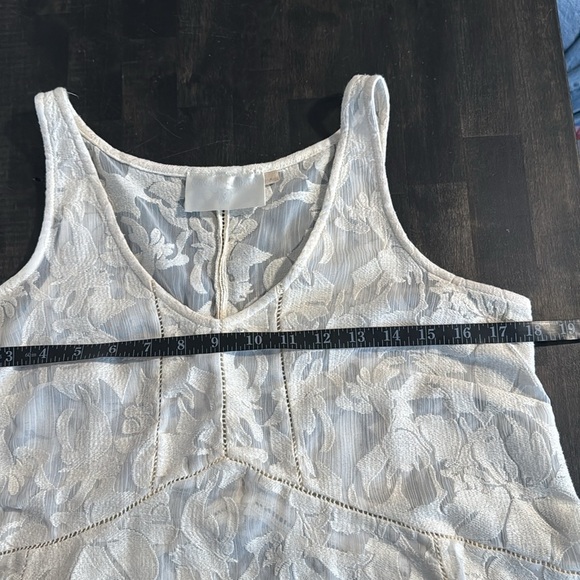 Anthropologie Circa 19 Hundred Cream Babydoll Lace Tank Asymmetrical Hem Size Sm - Picture 7 of 8
